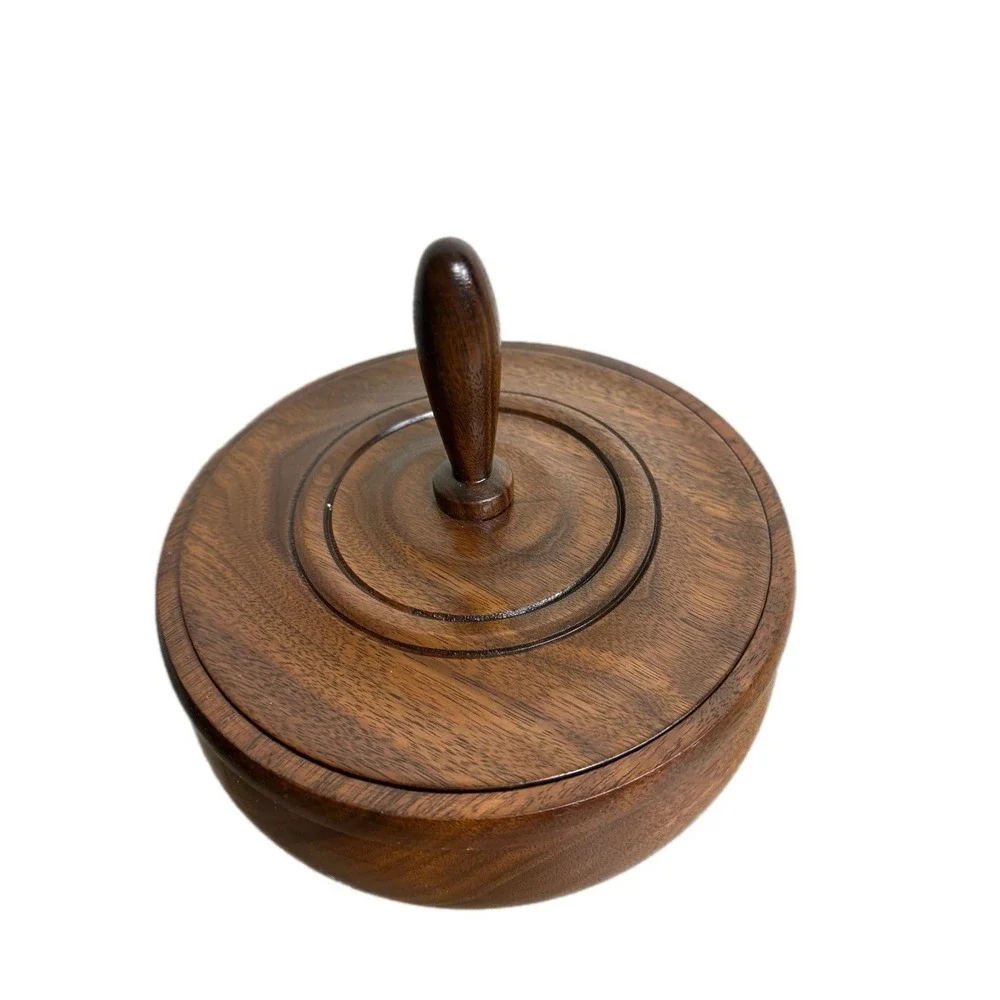 Vintage Wooden Bowl With Lid Mixed‎ Walnut Hand Turned MCM 70's Era Trinket Box